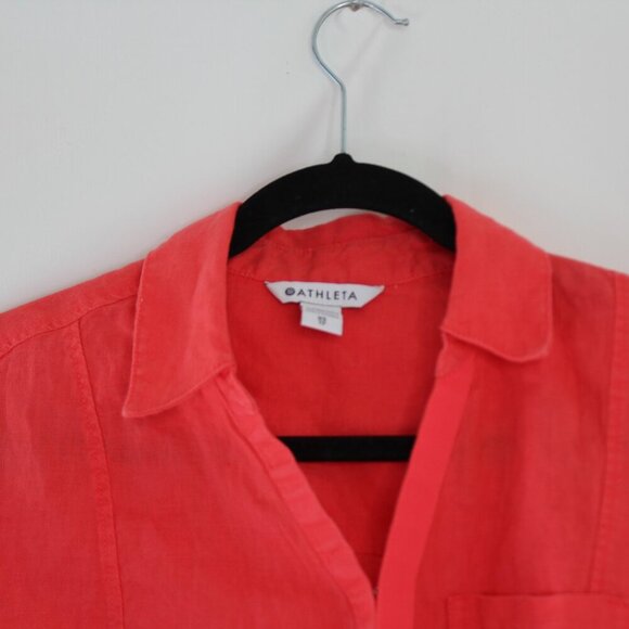 Athleta Playa Coral Linen Cropped Tie Top Womens XSmall - Picture 2 of 11